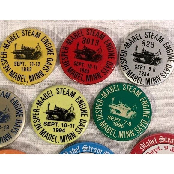 Mabel Hesper Steam Engine Days Minnesota Buttons Pinbacks Tractors Vtg Lot Of 18 - Picture 6 of 16